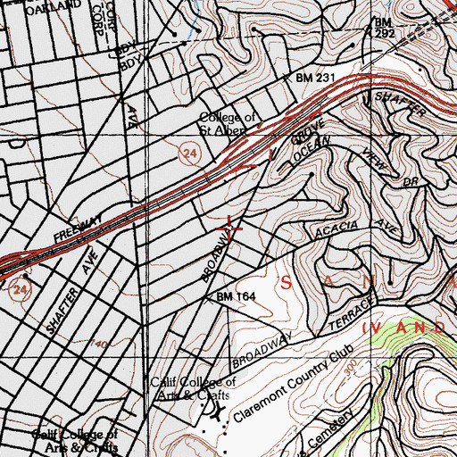 Topographic Map of Saint Peters Episcopal Church, CA