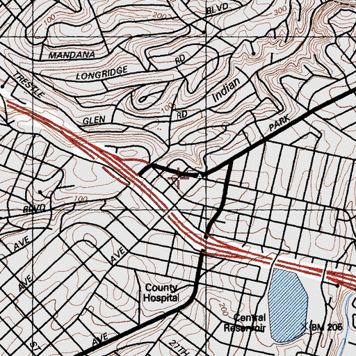 Topographic Map of Saint Stephens Methodist Church, CA