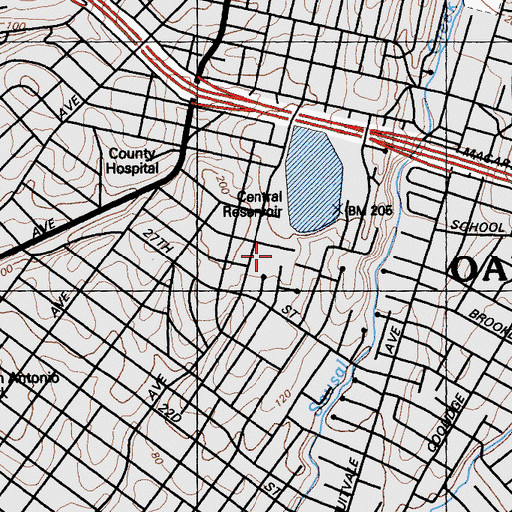 Topographic Map of Salem Lutheran Home, CA