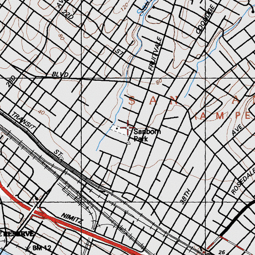 Topographic Map of Third Church of Christ Scientist, CA