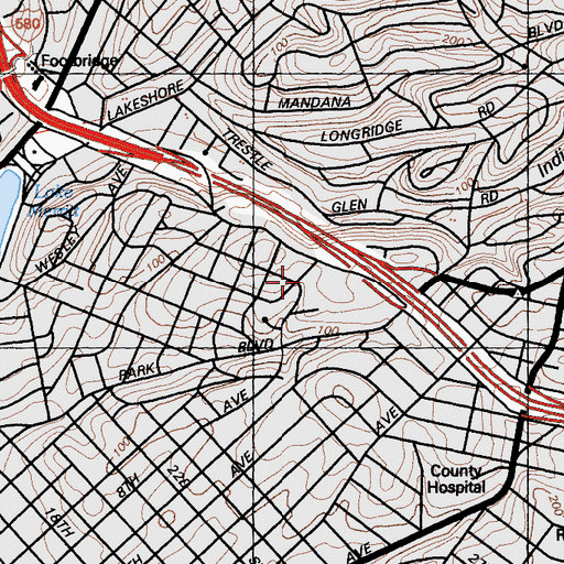 Topographic Map of Trinity Evangelical Lutheran Church, CA