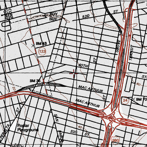 Topographic Map of Longfellow Child Care Center, CA