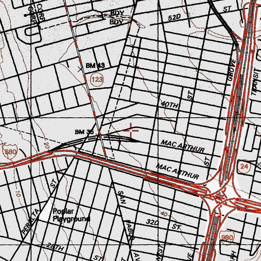 Topographic Map of Mount Canaan Baptist Church, CA