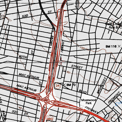 Topographic Map of Saint Paulus Evangelical Lutheran Church, CA