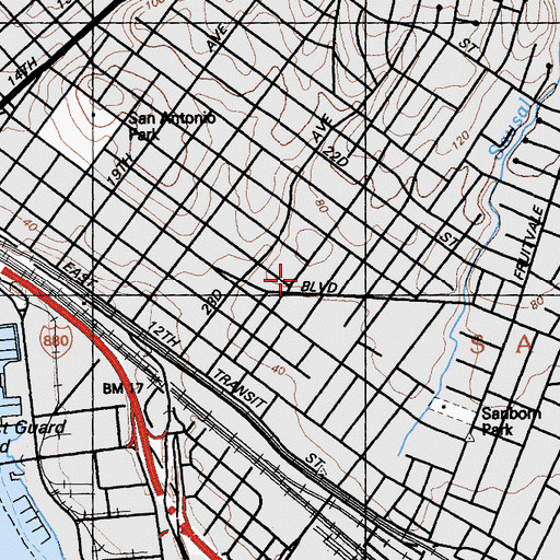 Topographic Map of Centennial Presbyterian Church, CA