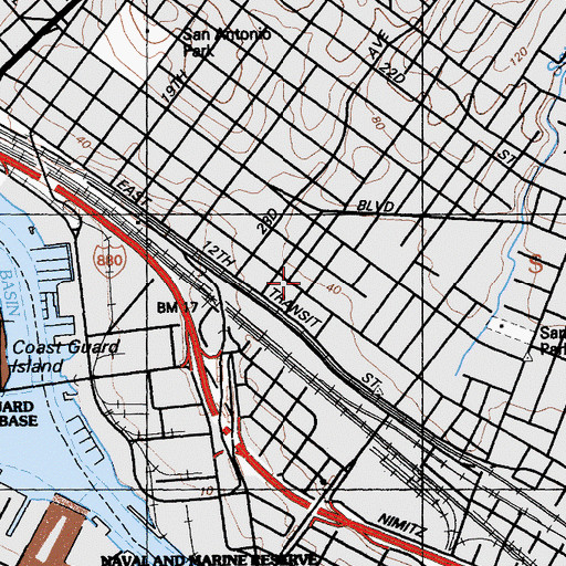 Topographic Map of First Southern Baptist Church, CA