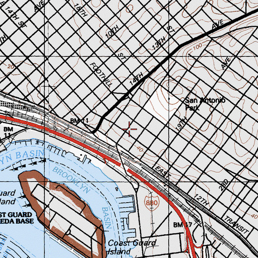 Topographic Map of First Trinity Lutheran Church, CA