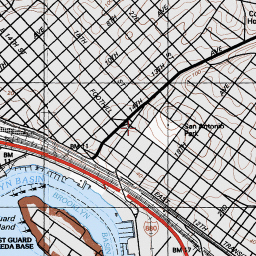 Topographic Map of Foothill Boulevard Baptist Church, CA