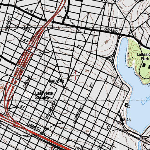 Topographic Map of Franklin Building, CA