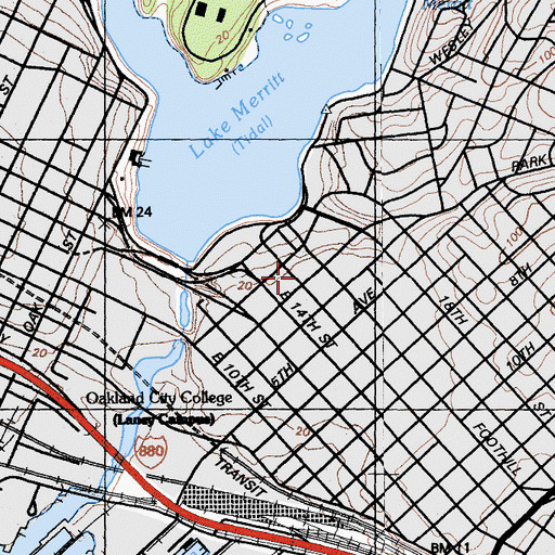 Topographic Map of Lakeside Baptist Church, CA