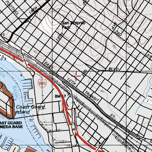 Topographic Map of Mount Calvary Missionary Baptist Church, CA