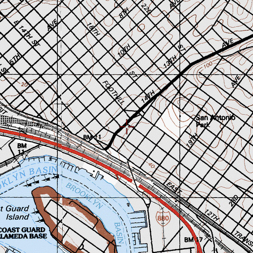 Topographic Map of Saint Anthony Catholic School, CA