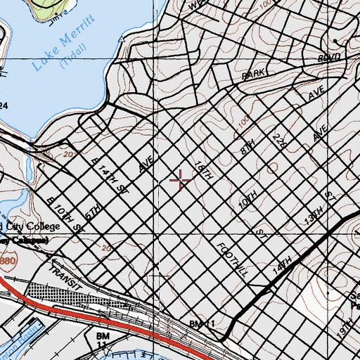 Topographic Map of Seventh Avenue Missionary Baptist Church, CA
