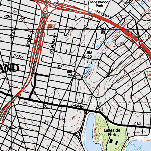 Topographic Map of Bay Cities Bible College, CA