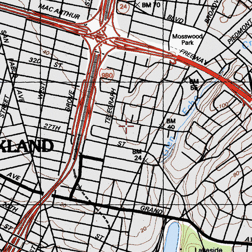 Topographic Map of Central Oakland Medical Building, CA