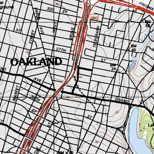 Topographic Map of Church of Christ, CA