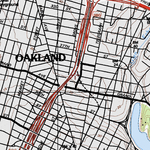 Topographic Map of Corinthian Baptist Church, CA