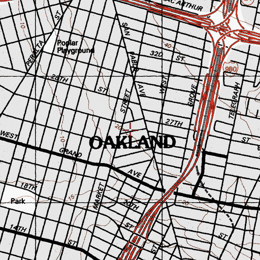 Topographic Map of Golden Gate Baptist Church, CA