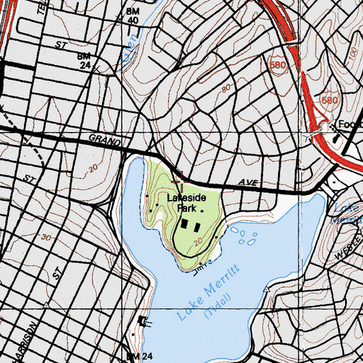 Topographic Map of Grand Avenue Seventh Day Adventist Church, CA