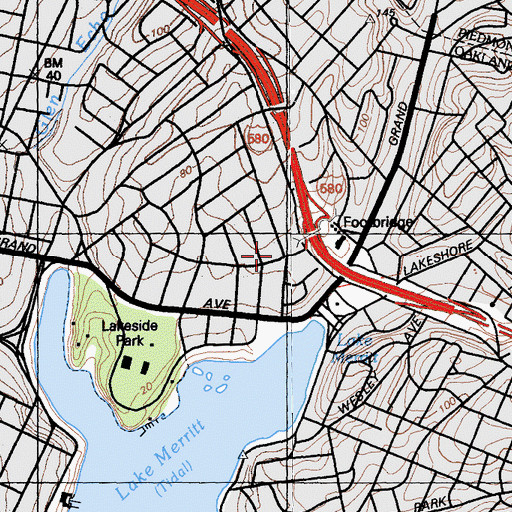 Topographic Map of Grand Lake Lutheran Church, CA