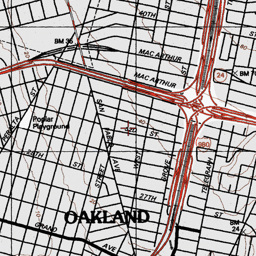 Topographic Map of Herbert Hoover Junior High School, CA