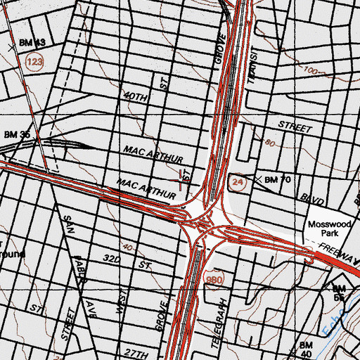 Topographic Map of Immanuel Baptist Church, CA