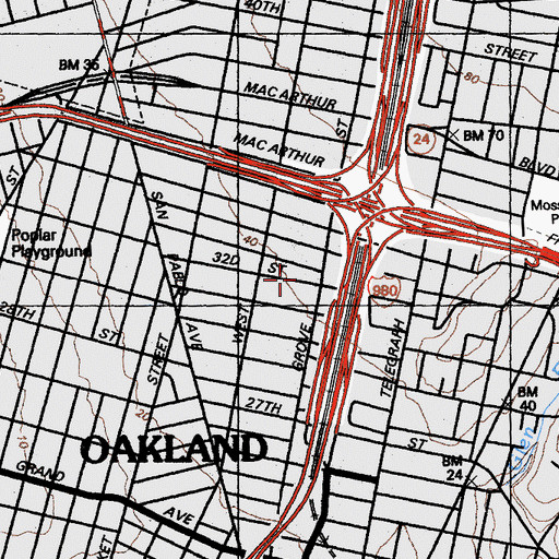 Topographic Map of Japanese Seventh Day Adventist Church, CA