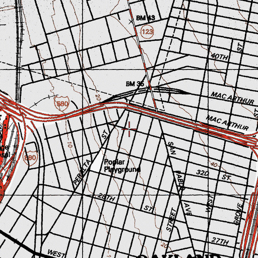 Topographic Map of Morning Star Missionary Baptist Church, CA