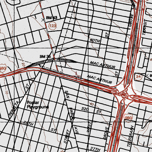 Topographic Map of New Hope Baptist Church, CA