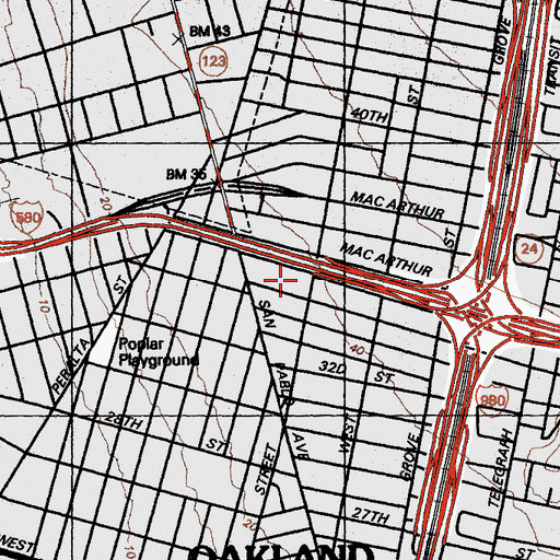 Topographic Map of Perry Temple Church of God in Christ, CA