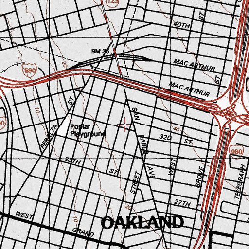 Topographic Map of Saint Andrews Roman Catholic Church, CA