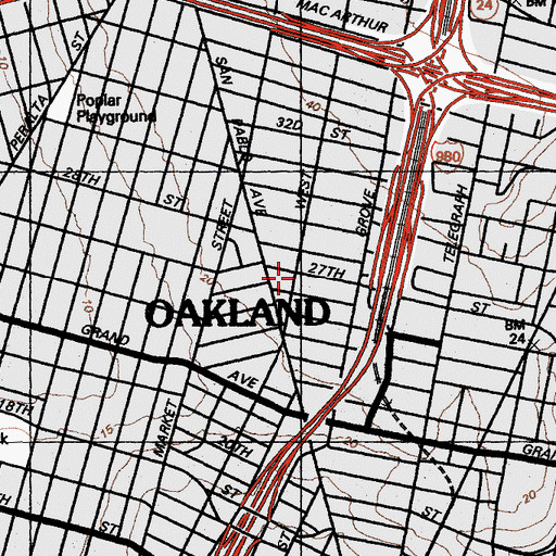 Topographic Map of Saint Augustines Church, CA