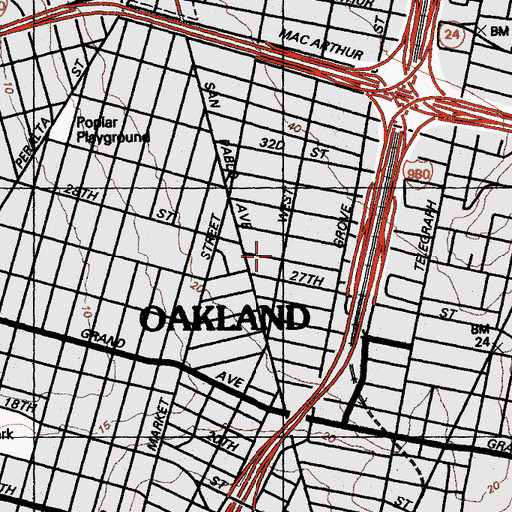 Topographic Map of Saint Marks Greater Missionary Baptist Church, CA