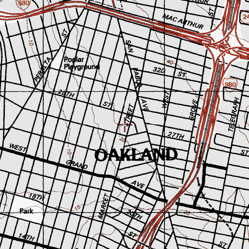 Topographic Map of Saint Paul Missionary Baptist Church, CA