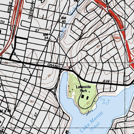 Topographic Map of Saint Pauls Episcopal Church, CA