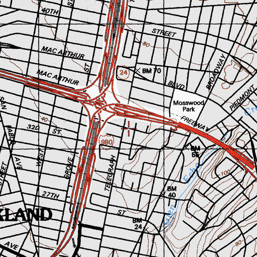 Topographic Map of Second Church of Christ Scientist, CA