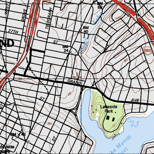 Topographic Map of Seventh Church of Christ Scientist, CA