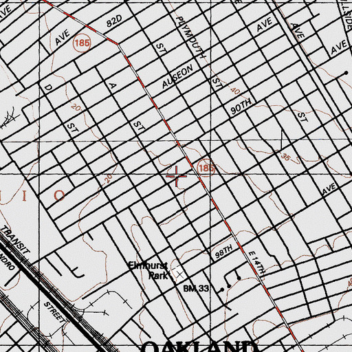 Topographic Map of Marcus Foster Post Office, CA