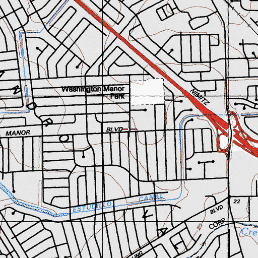 Topographic Map of Washington Manor Post Office, CA