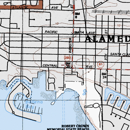 Topographic Map of Webster Street Post Office, CA
