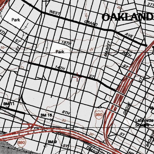 Topographic Map of Antioch Baptist Church, CA