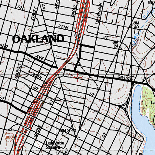 Topographic Map of First Baptist Church, CA