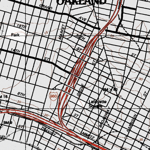 Topographic Map of First Unitarian Church, CA
