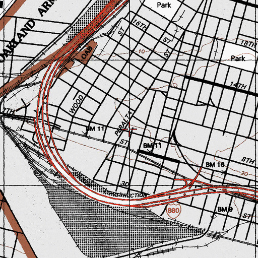 Topographic Map of Greater Mount Olive Baptist Church, CA