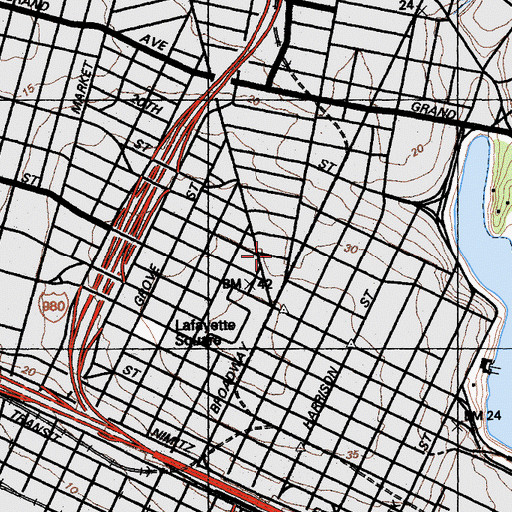 Topographic Map of Latham Square Building, CA