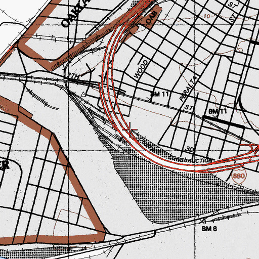 Topographic Map of Progressive Mount Olive Baptist Church (historical), CA