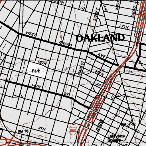 Topographic Map of Saint Johns Missionary Baptist Church, CA