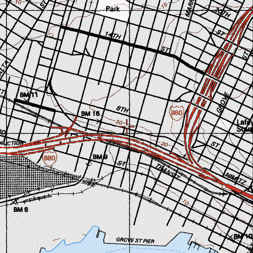 Topographic Map of Saint Mark Christian Methodist Episcopal Church, CA