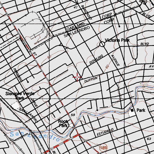 Topographic Map of Broadmoor Community Church, CA