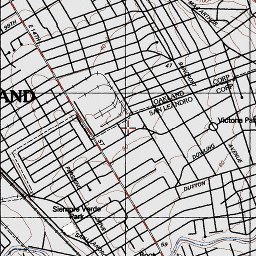 Topographic Map of Saint Peters Lutheran Church, CA